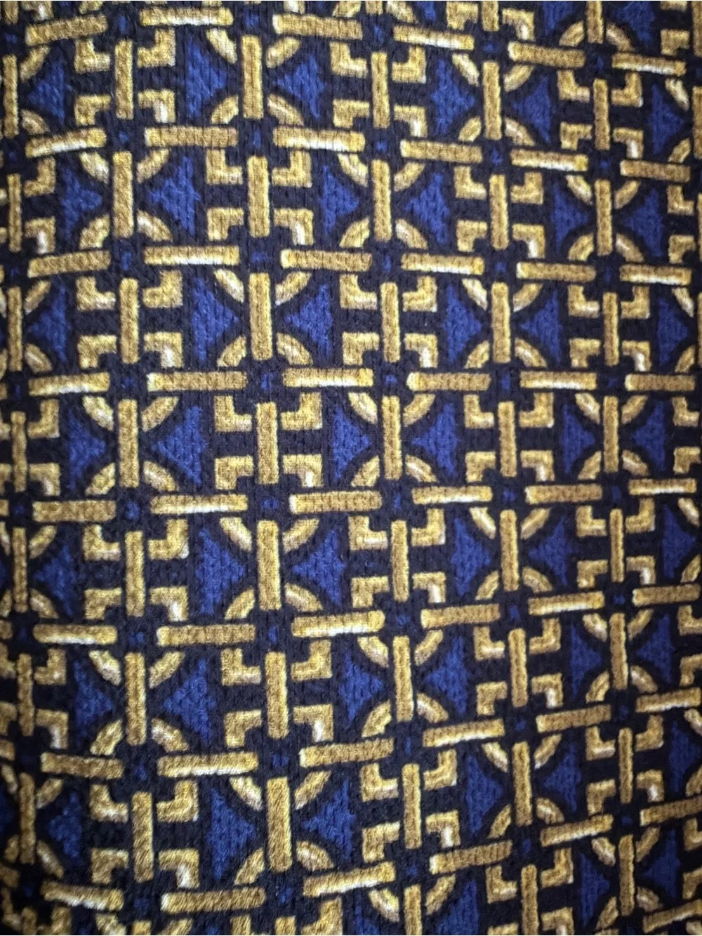 Michael Kors Navy and Mustard Geometric Zip-Front Tunic